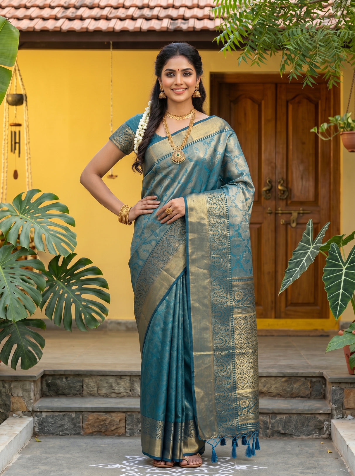 MIMOSA Ananda Kanjivaram Art Silk Saree — pose 10 styling detail