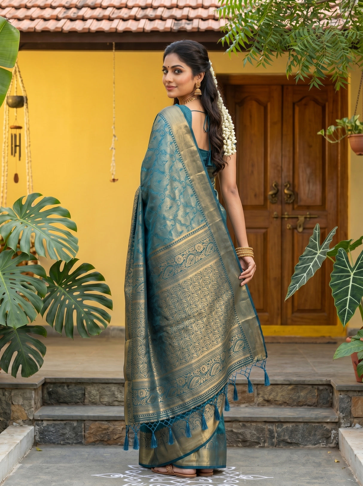 MIMOSA Ananda Kanjivaram Art Silk Saree — pose 7 styling detail