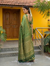 MIMOSA Green Kanjivaram Art Silk Saree — pose 5 styling detail