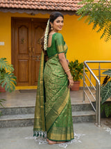 MIMOSA Green Kanjivaram Art Silk Saree — pose 7 styling detail