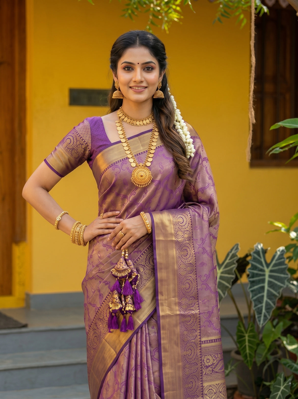 MIMOSA Magenta Kanjivaram Art Silk Saree — pose 10 styling detail