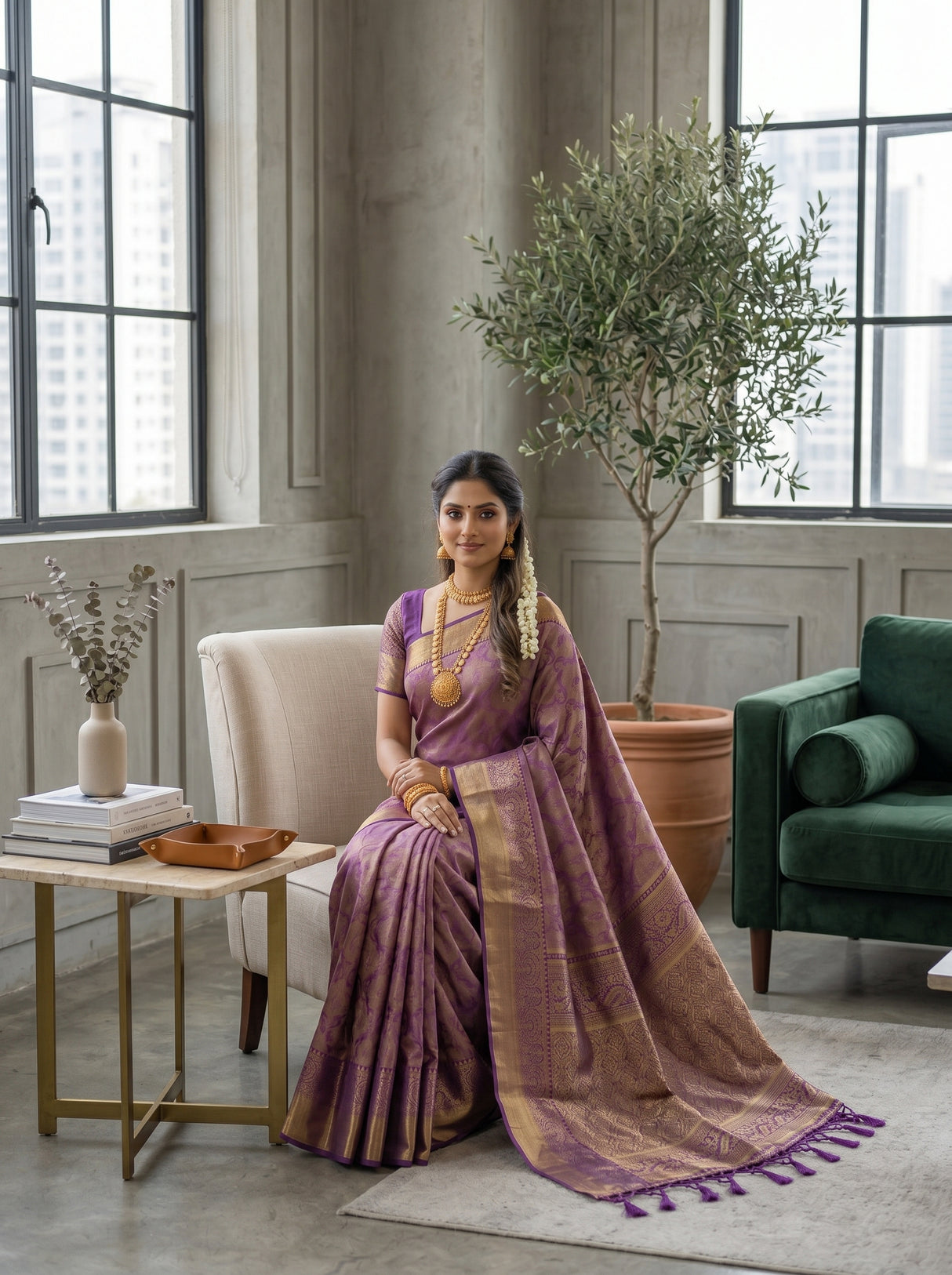 MIMOSA Magenta Kanjivaram Art Silk Saree — pose 5 styling detail