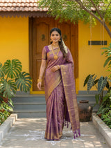 MIMOSA Magenta Kanjivaram Art Silk Saree — pose 6 styling detail