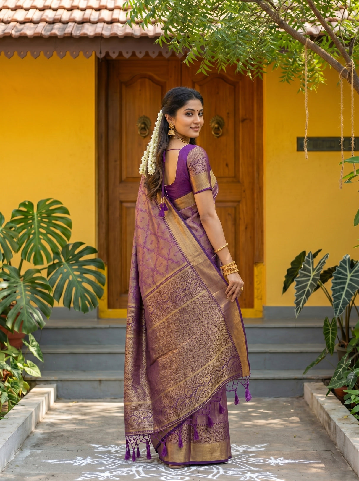 MIMOSA Magenta Kanjivaram Art Silk Saree — pose 7 styling detail