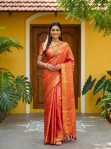 MIMOSA Red Kanjivaram Art Silk Saree — Model lifestyle pose