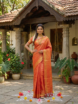 MIMOSA Red Kanjivaram Art Silk Saree — pose 4 styling detail