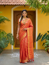 MIMOSA Red Kanjivaram Art Silk Saree — pose 6 styling detail
