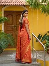 MIMOSA Red Kanjivaram Art Silk Saree — pose 7 styling detail