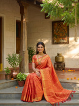 MIMOSA Red Kanjivaram Art Silk Saree — pose 8 styling detail