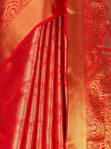 MIMOSA Red Kanjivaram Art Silk Saree — fleets shot full lifestyle