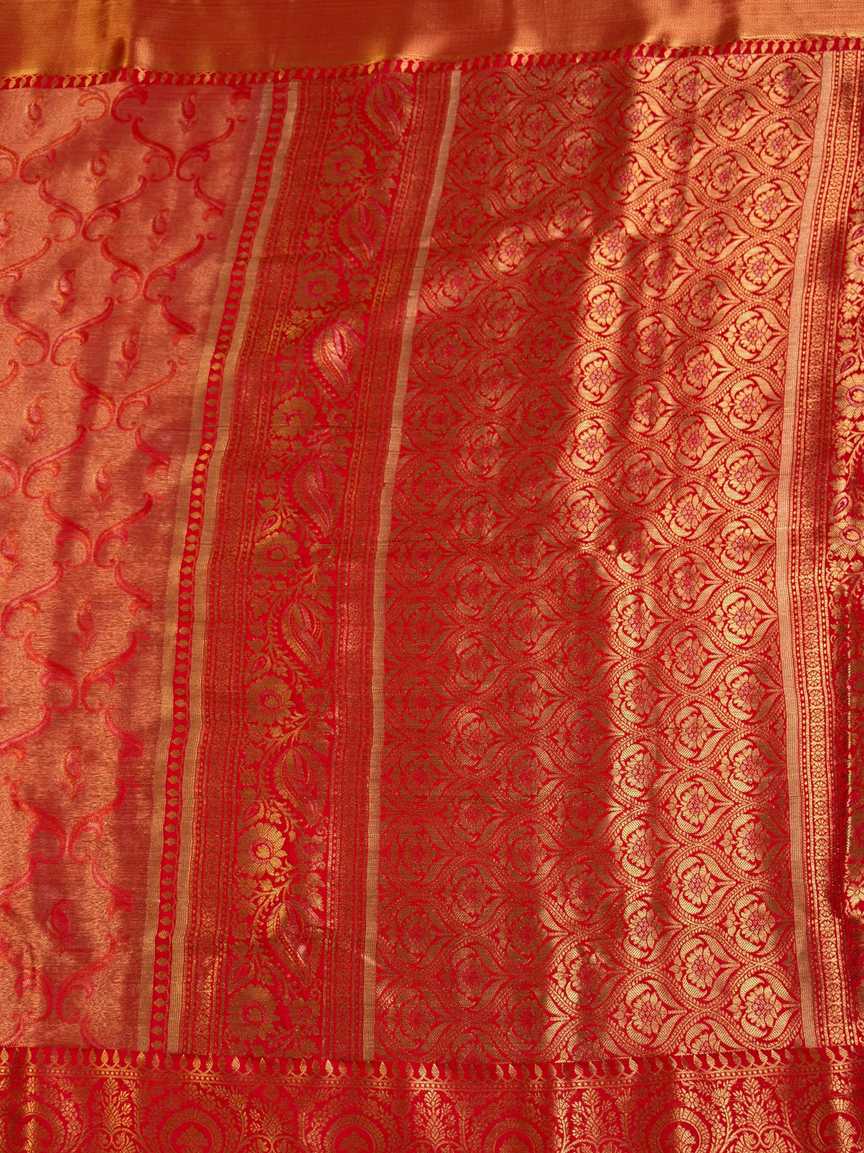 MIMOSA Red Kanjivaram Art Silk Saree — pallu and zari work detail