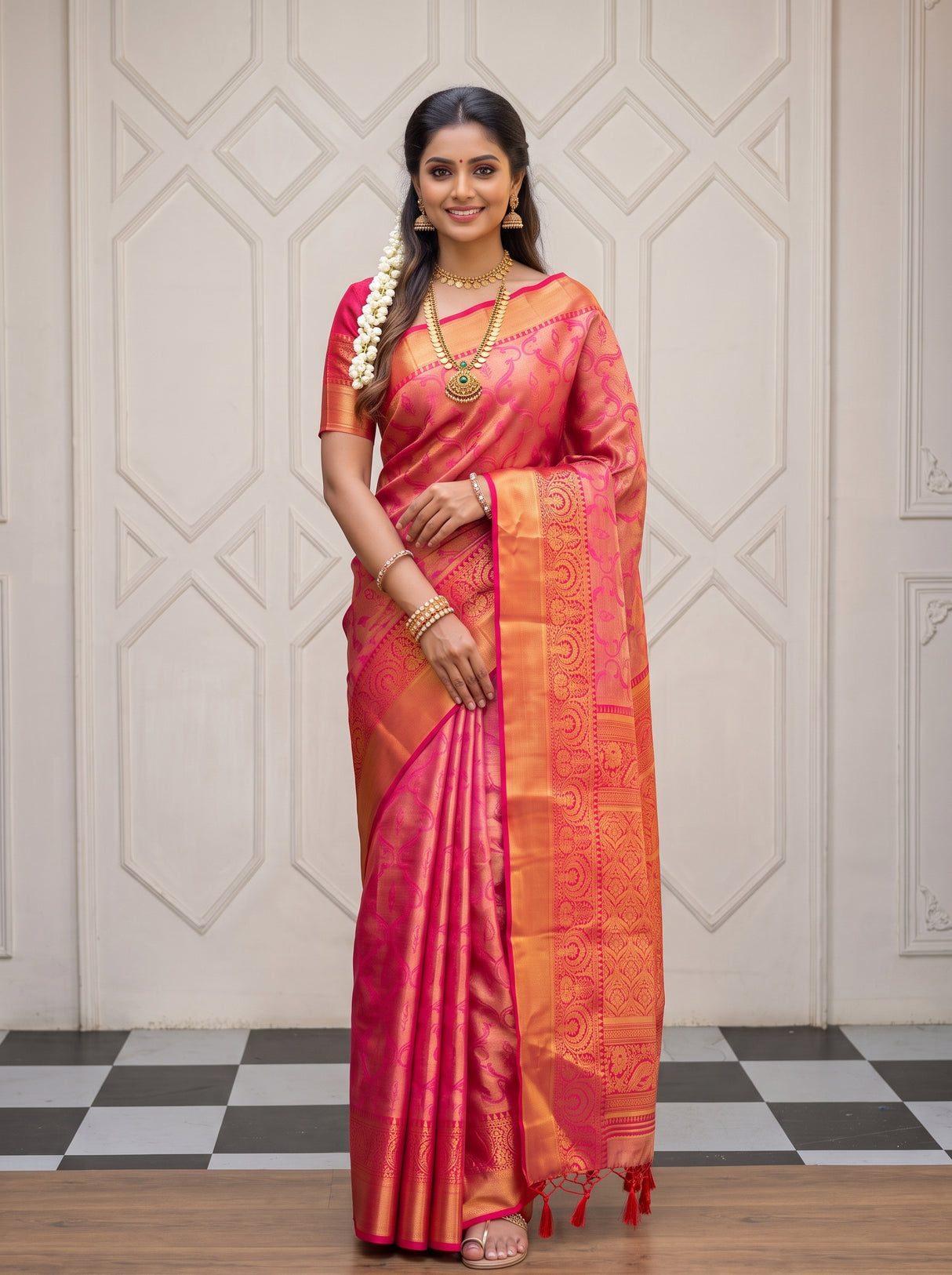 MIMOSA Rani Kanjivaram Art Silk Saree — pose 10 styling detail