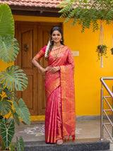MIMOSA Rani Kanjivaram Art Silk Saree — pose 4 styling detail