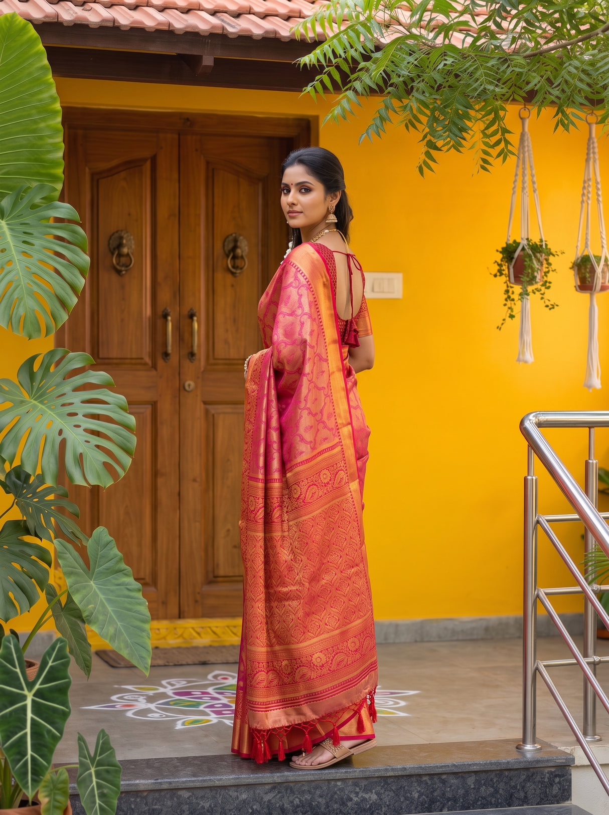 MIMOSA Rani Kanjivaram Art Silk Saree — pose 5 styling detail