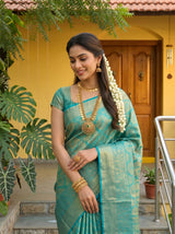 MIMOSA Sapphire Kanjivaram Art Silk Saree — pose 10 styling detail