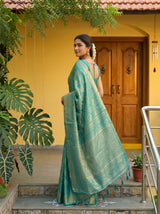 MIMOSA Sapphire Kanjivaram Art Silk Saree — pose 5 styling detail