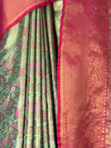 MIMOSA Bottle Green Kanjivaram Art Silk Saree — fleets shot full lifestyle