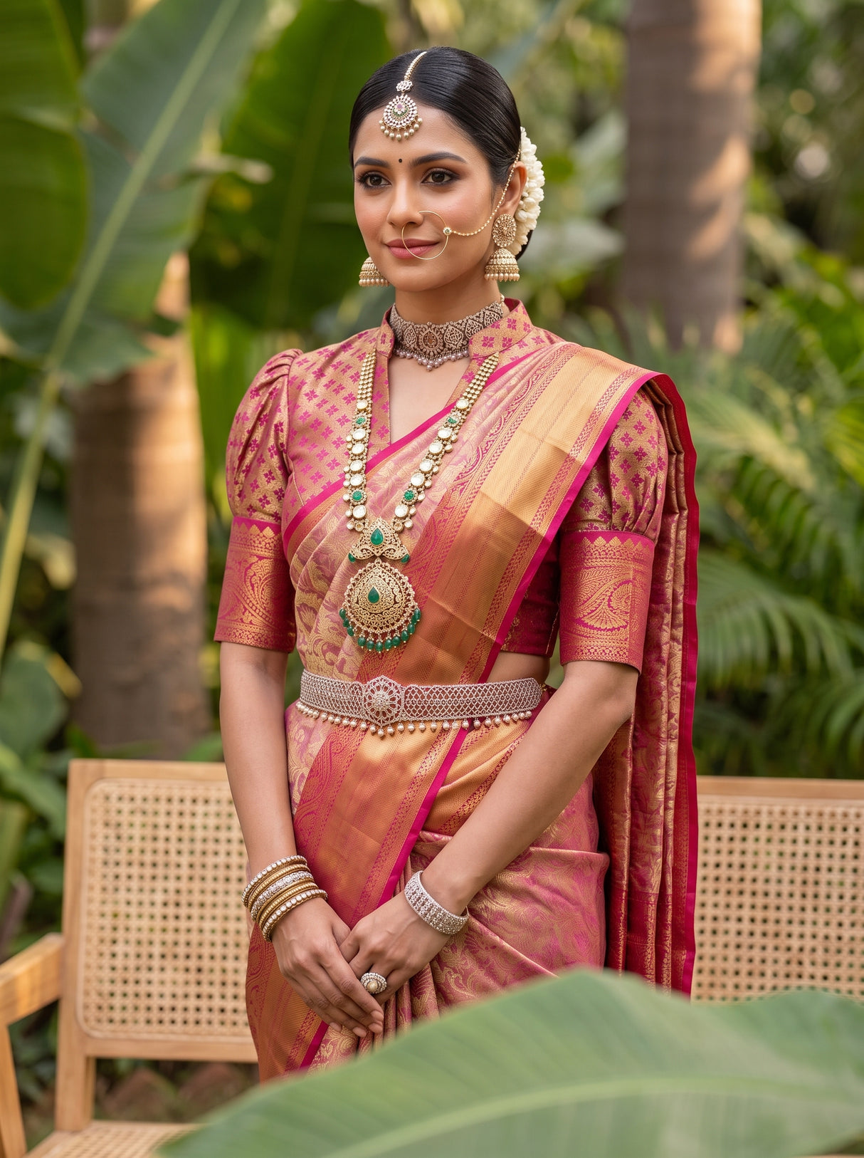 MIMOSA Gajari Kanjivaram Art Silk Saree — pose 10 styling detail
