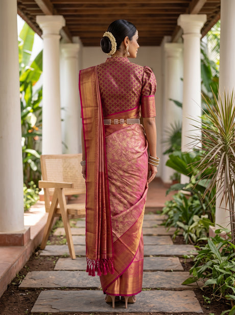 MIMOSA Gajari Kanjivaram Art Silk Saree — model wearing traditionally draped