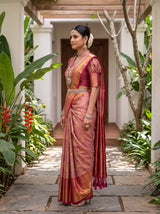 MIMOSA Gajari Kanjivaram Art Silk Saree — pose 3 styling detail