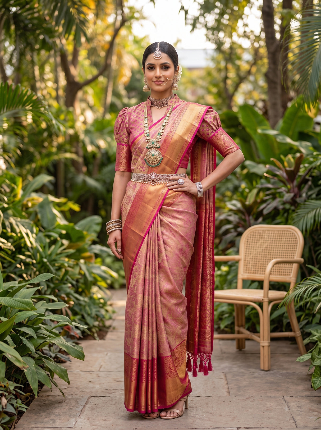 MIMOSA Gajari Kanjivaram Art Silk Saree — pose 4 styling detail