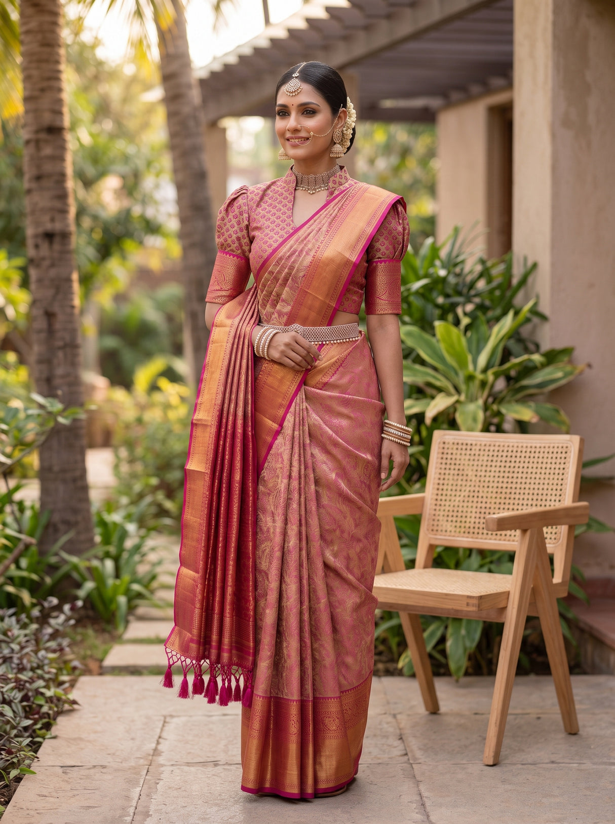 MIMOSA Gajari Kanjivaram Art Silk Saree — pose 9 styling detail