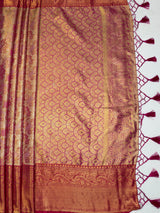 MIMOSA Gajari Kanjivaram Art Silk Saree — pallu and zari work detail