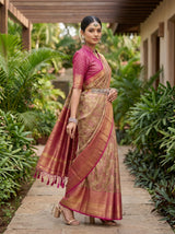 MIMOSA Maroon Kanjivaram Art Silk Saree — pose 9 styling detail