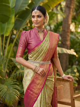 MIMOSA Olive Kanjivaram Art Silk Saree — pose 10 styling detail