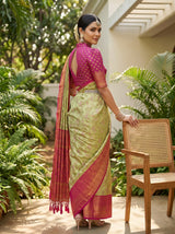 MIMOSA Olive Kanjivaram Art Silk Saree — pose 7 styling detail