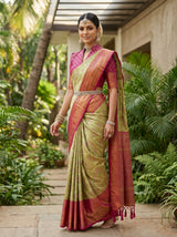 MIMOSA Olive Kanjivaram Art Silk Saree — pose 9 styling detail