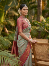 MIMOSA Sapphire Kanjivaram Art Silk Saree — pose 10 styling detail