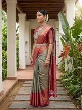 MIMOSA Sapphire Kanjivaram Art Silk Saree — pose 3 styling detail