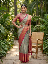 MIMOSA Sapphire Kanjivaram Art Silk Saree — pose 4 styling detail