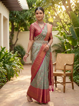 MIMOSA Sapphire Kanjivaram Art Silk Saree — pose 5 styling detail