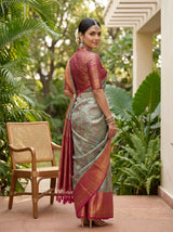MIMOSA Sapphire Kanjivaram Art Silk Saree — pose 7 styling detail