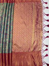 MIMOSA Sapphire Kanjivaram Art Silk Saree — pallu and zari work detail