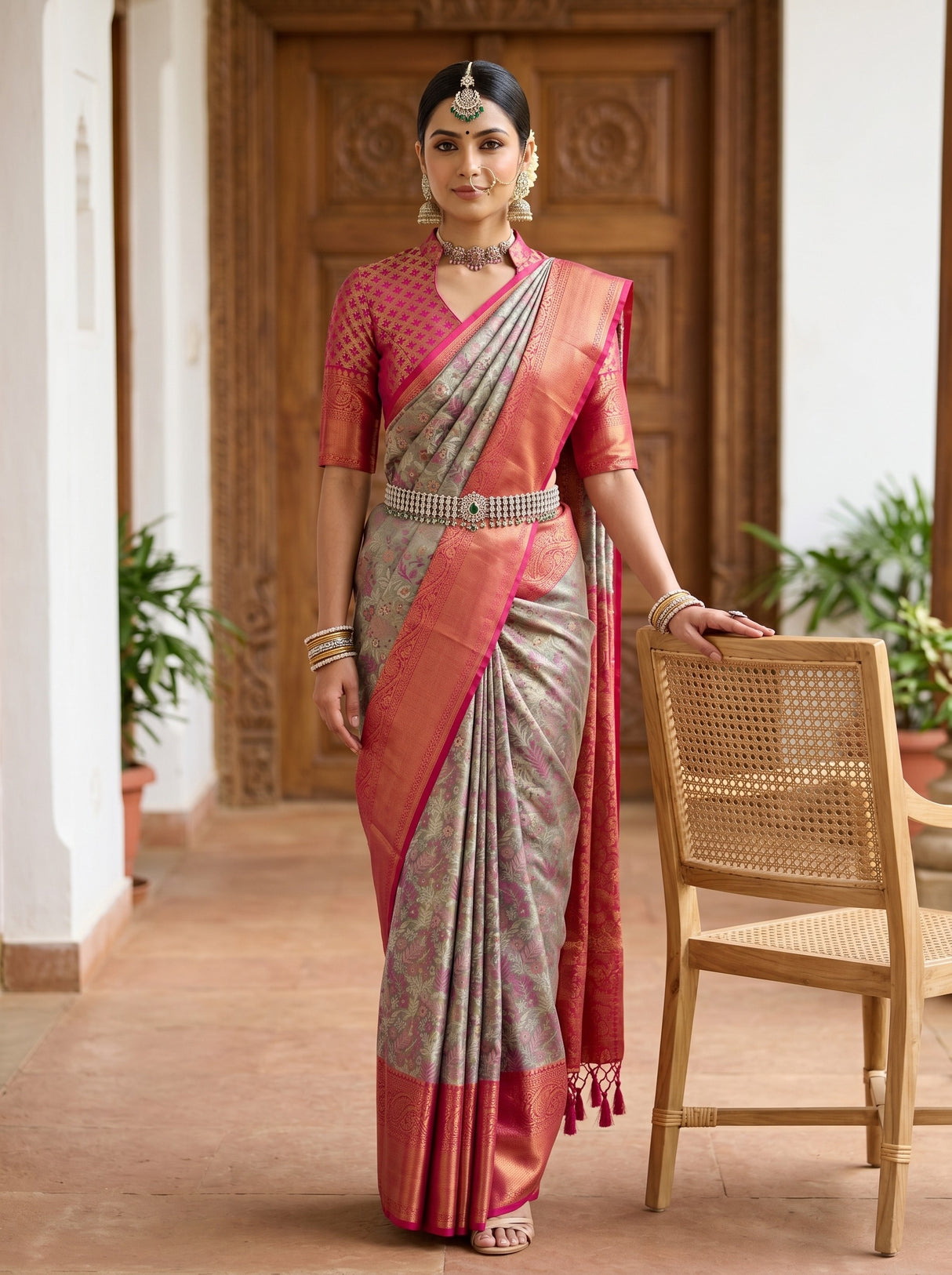 MIMOSA Violet Kanjivaram Art Silk Saree — pallu and body details