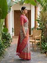 MIMOSA Violet Kanjivaram Art Silk Saree — pose 3 styling detail