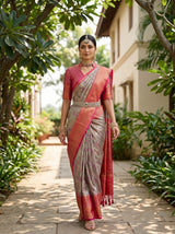 MIMOSA Violet Kanjivaram Art Silk Saree — pose 6 styling detail