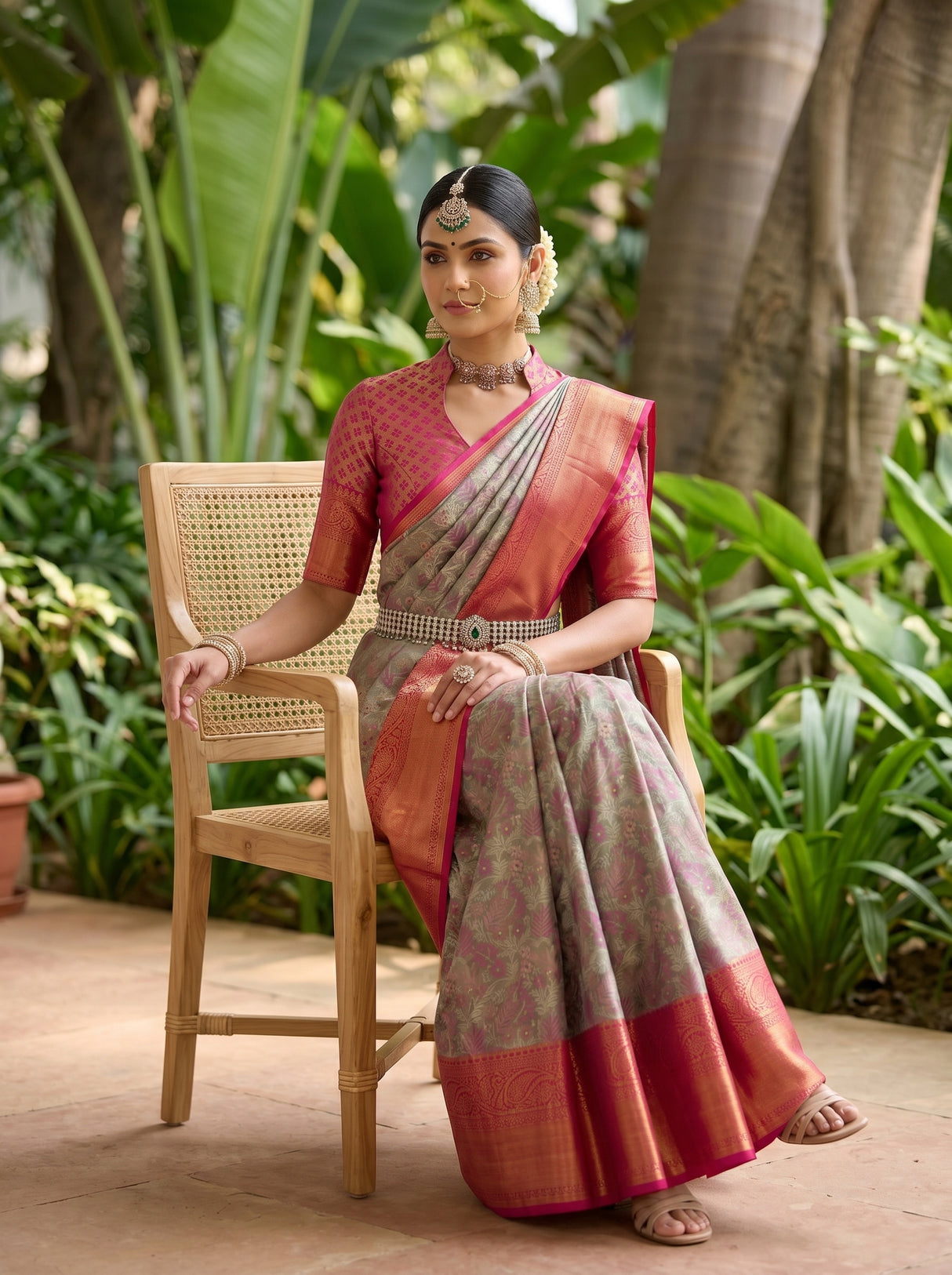 MIMOSA Violet Kanjivaram Art Silk Saree — pose 8 styling detail
