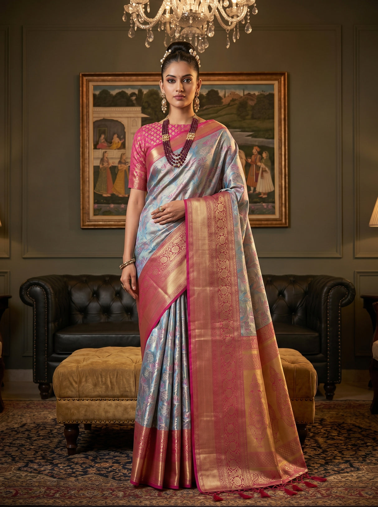 MIMOSA Ananda Kanjivaram Art Silk Saree — pose 10 styling detail