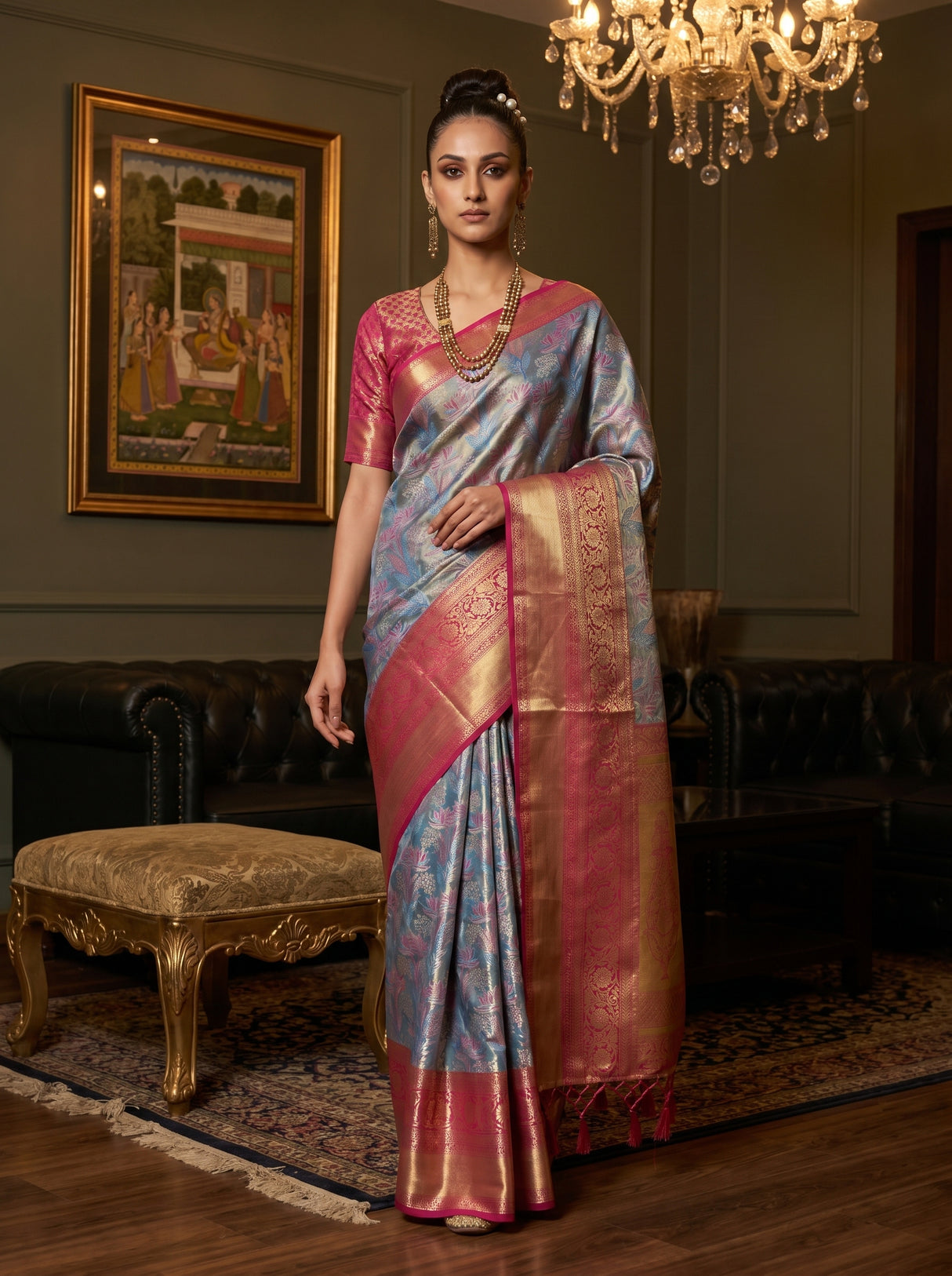 MIMOSA Ananda Kanjivaram Art Silk Saree — pose 6 styling detail