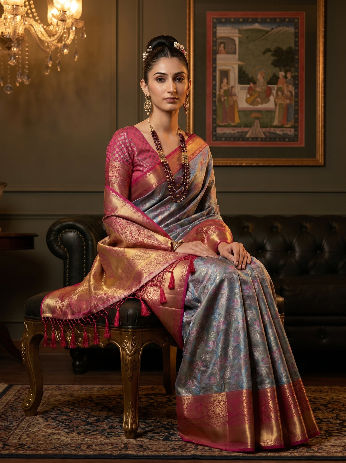 MIMOSA Ananda Kanjivaram Art Silk Saree — pose 8 styling detail