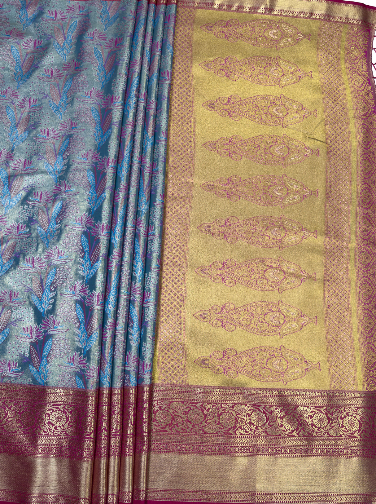MIMOSA Ananda Kanjivaram Art Silk Saree — pallu and zari work detail