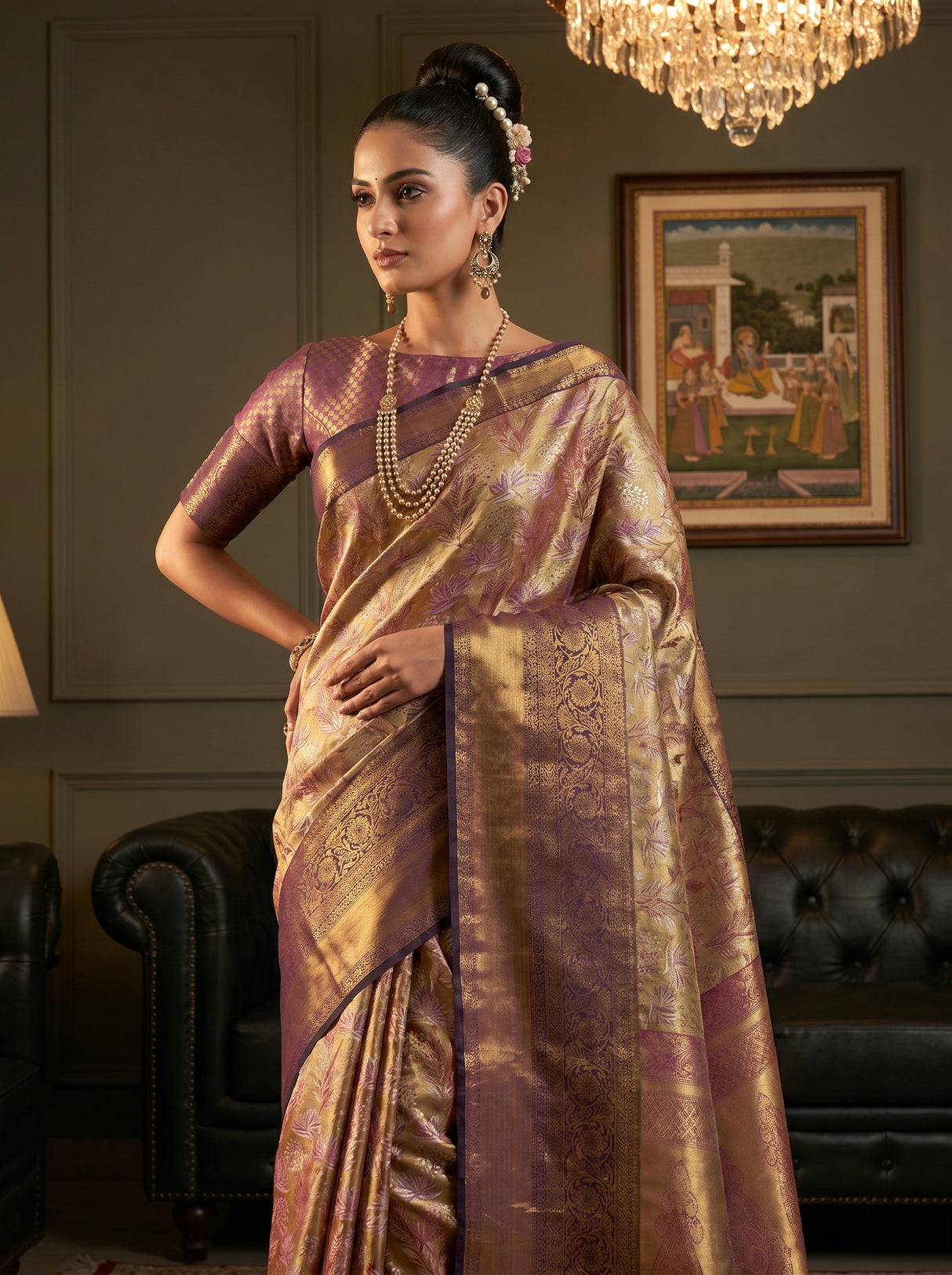 MIMOSA Maroon Kanjivaram Art Silk Saree — pose 10 styling detail