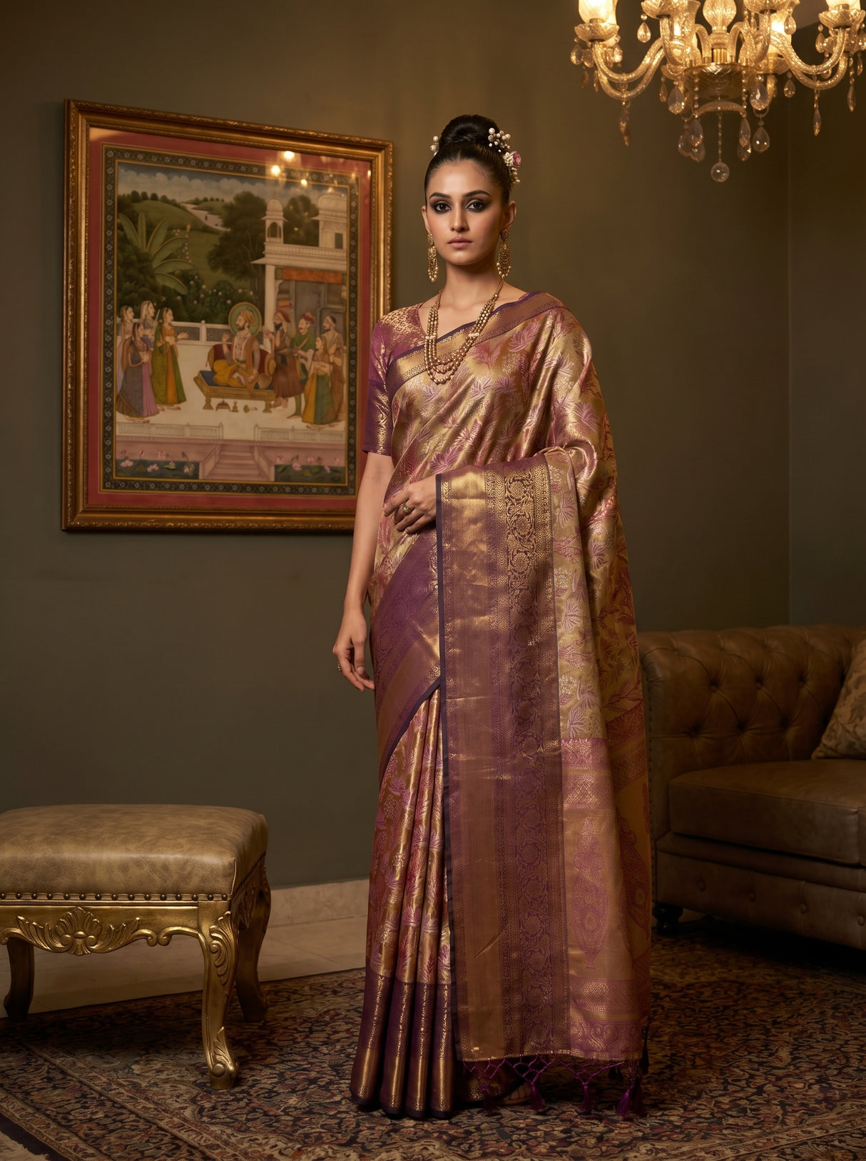 MIMOSA Maroon Kanjivaram Art Silk Saree — pose 5 styling detail