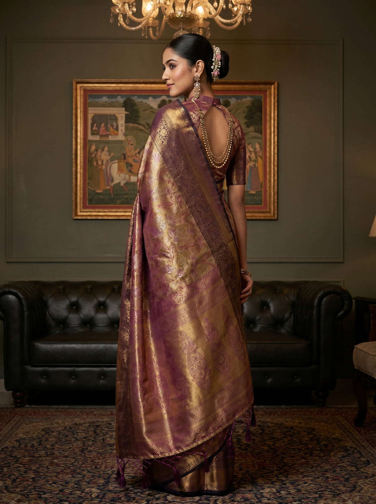 MIMOSA Maroon Kanjivaram Art Silk Saree — pose 9 styling detail