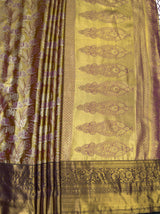 MIMOSA Maroon Kanjivaram Art Silk Saree — pallu and zari work detail