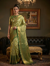 MIMOSA Olive Kanjivaram Art Silk Saree — Draped Mannequin View